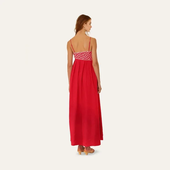 FARM Rio Vibrant Red Maxi Dress with Fish Motif - Picture 4 of 6